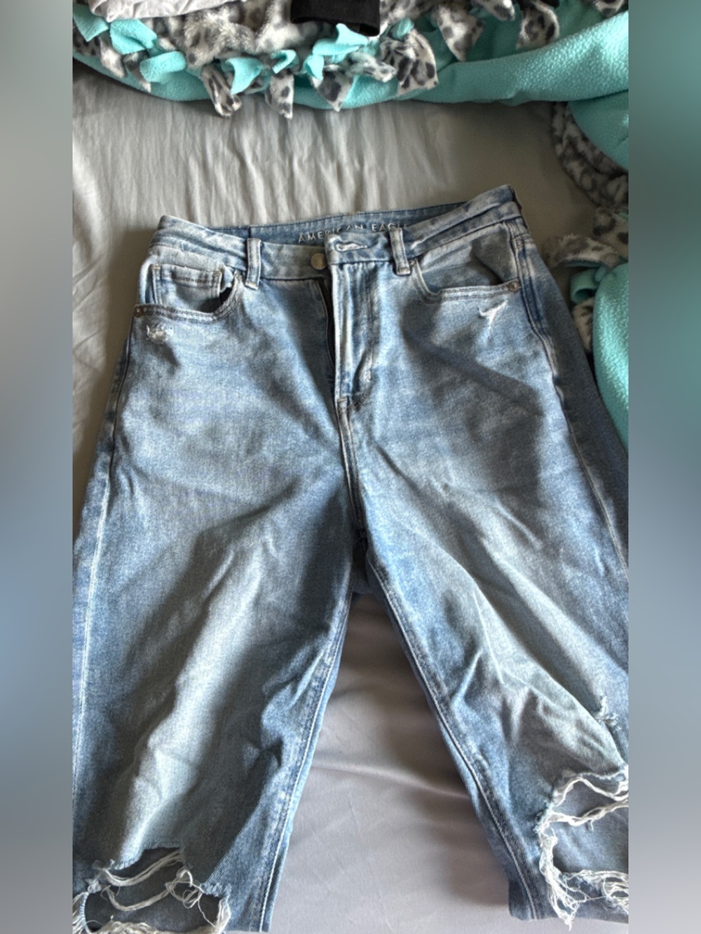 American Eagle Outfitters Light Blue High Rise Distressed Jeans